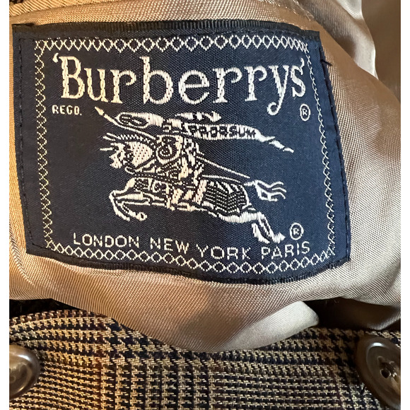 Burberrys Harris Plaid Wool Blazer Mens Size 40R Brown Tan Pristine Vintage 80s - Picture 2 of 10